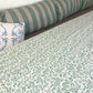 maple block print cotton tablecloth natural and green